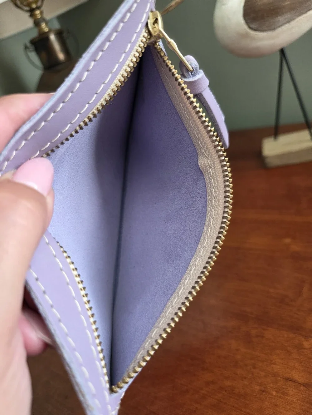 Portland Leather Goods Adriana Pouch Lavender Purple Leather Wristlet Clutch